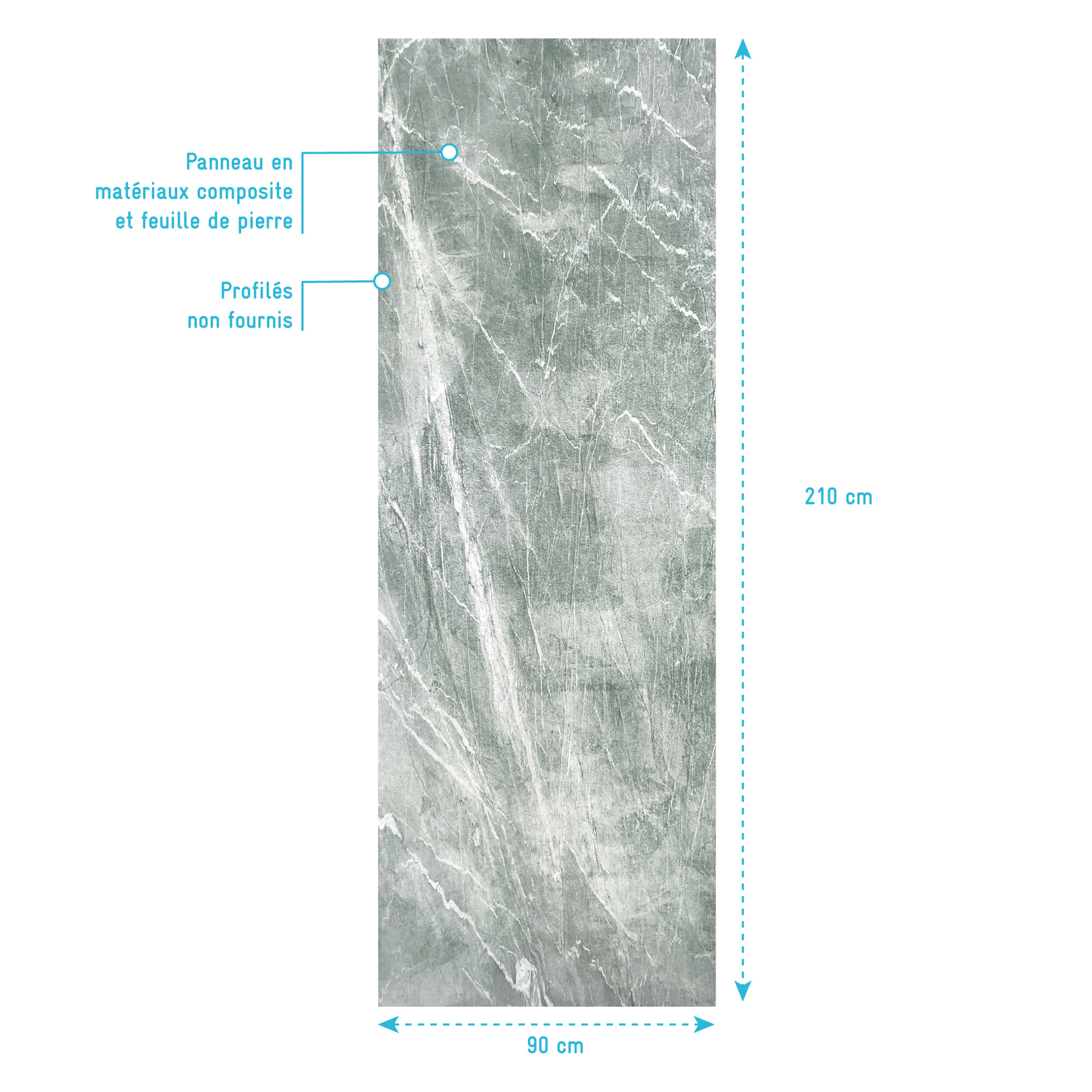 Panneau Mural Pierre Finition Artic Green 90 x 210 cm - STONE'IT ARTIC GREEN