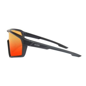Gafas de ciclismo OCEAN COURSE - Negro mate / Revo roja