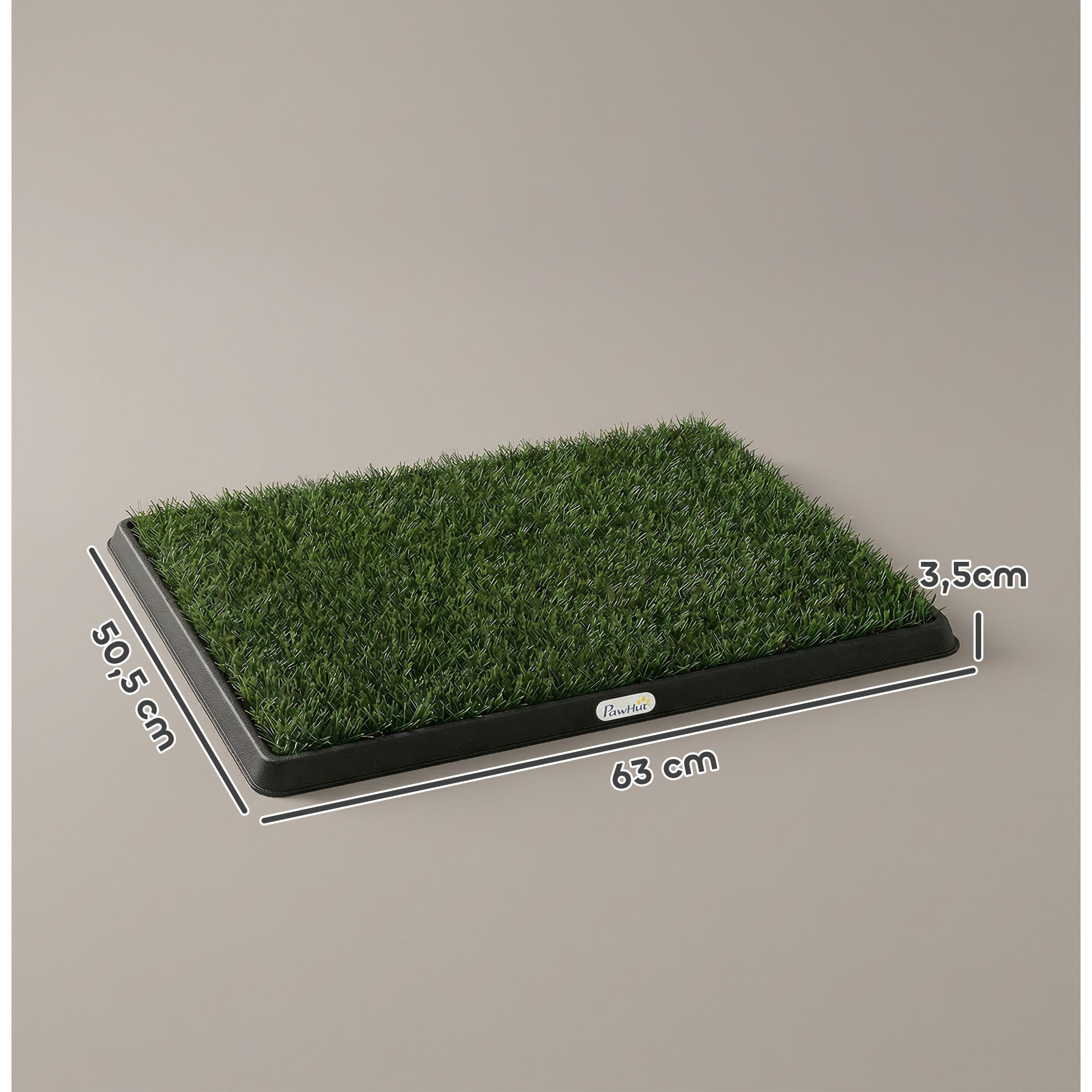 Litière gazon synthétique chien 2 tapis 3 couches dim. 63L x 50l cm