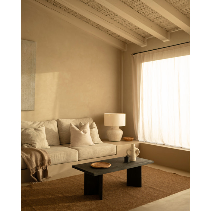 Mesa de centro de madera maciza en tono negro de 120x55 cm Alto: 40 Largo: 120 Ancho: 55