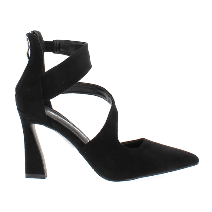 Marina Galanti Scarpe Donna Smooth Eco-Suede Hankle Strap D'Orsay Spool Heeled 90 MG W24A063 Black