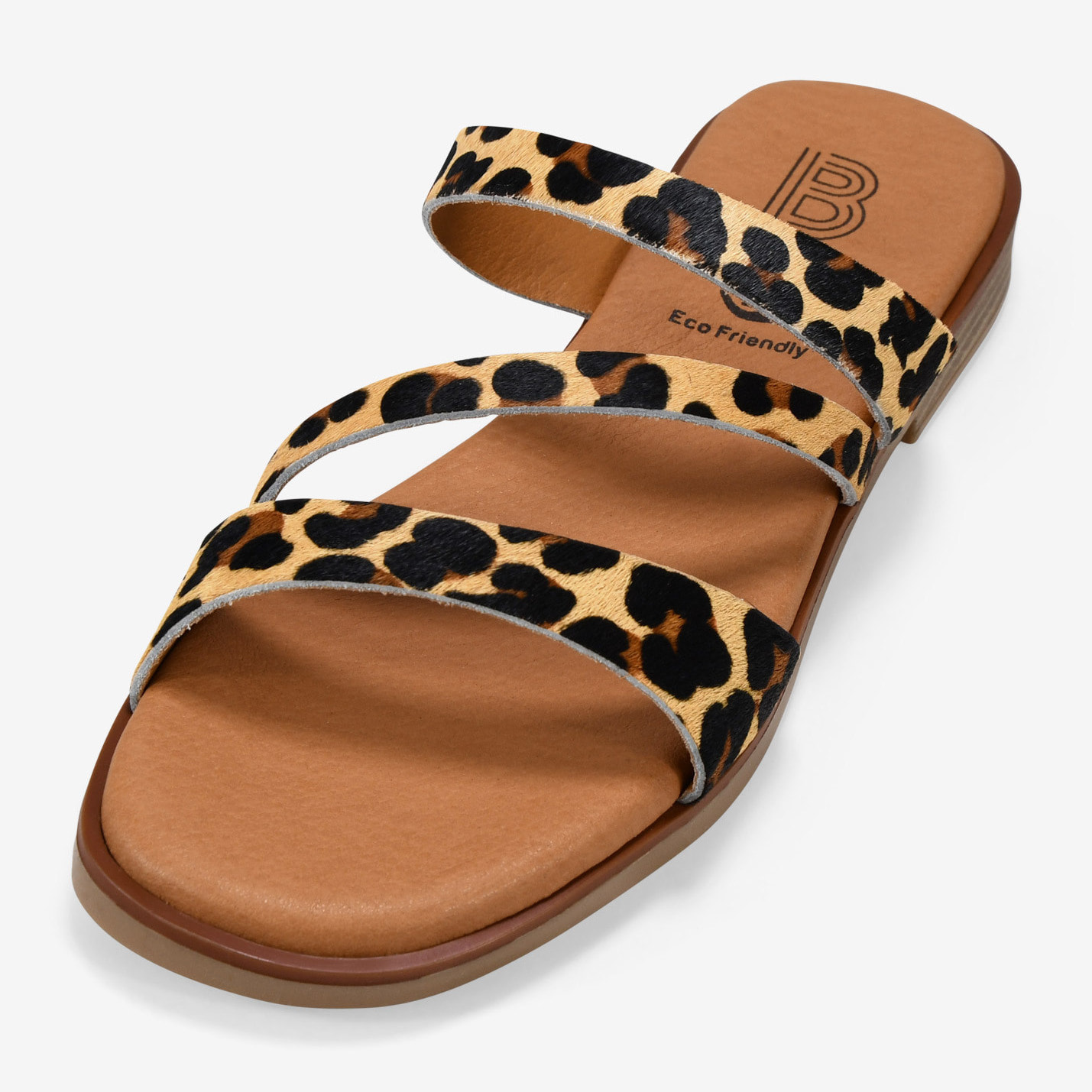 Sandalias planas leopardo de piel