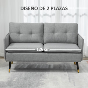 Conjunto de Sofá Incluye 1 Sofá de 2 Plazas y 1 Butaca de Salón con Reposabrazos Asiento Acolchado y Patas de Acero para Dormitorio Oficina Gris