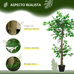 Árbol de Té Artificial 120 cm Planta Artificial con 546 Hojas Musgo y Maceta Planta Artificial Decorativa para Interior y Exterior Hogar Salón Oficina Verde