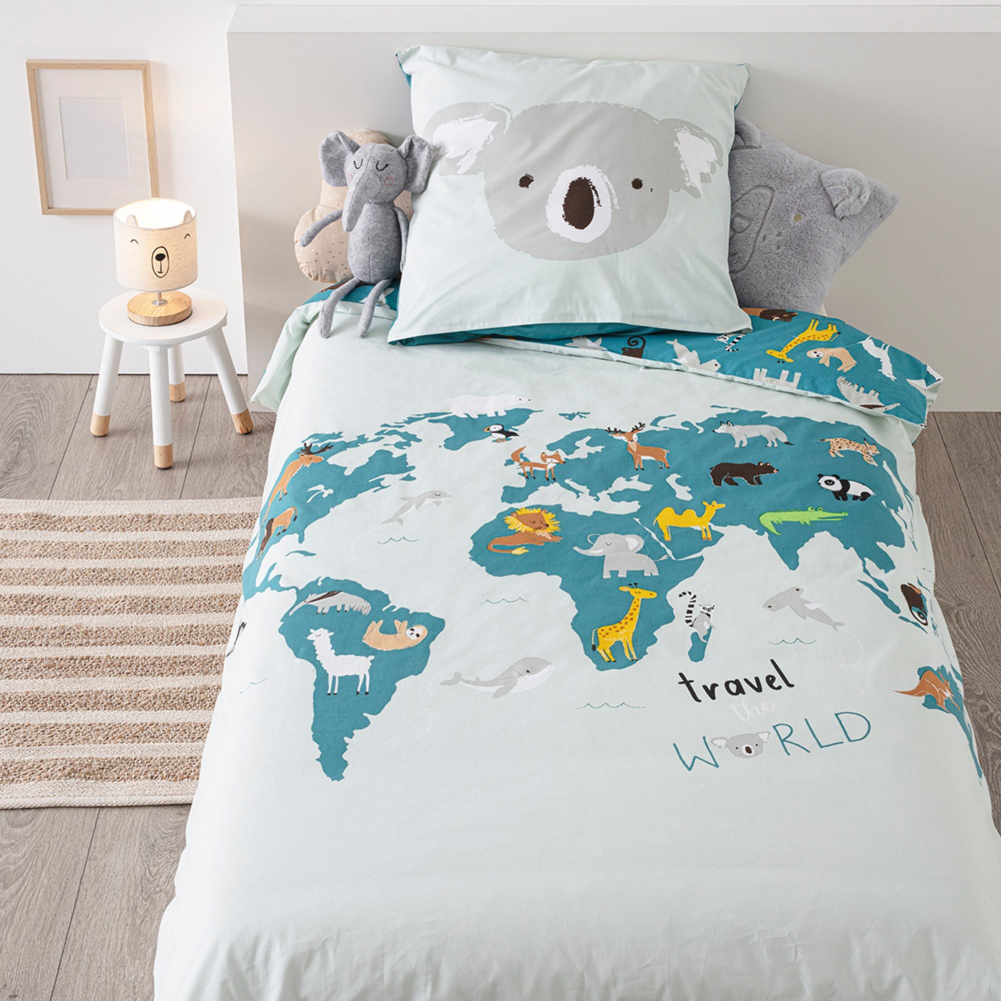 Juego de cama infantil mapa del mundo atmosphera.