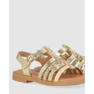 Sandalias de Piel - Oro - Tacón: Bajo