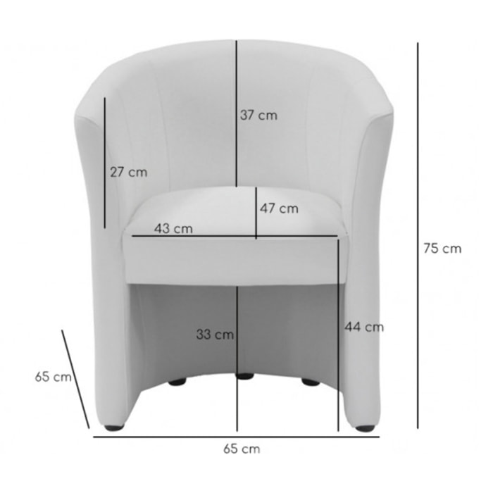 Fauteuil classique en simili - 2 coloris - LILOU