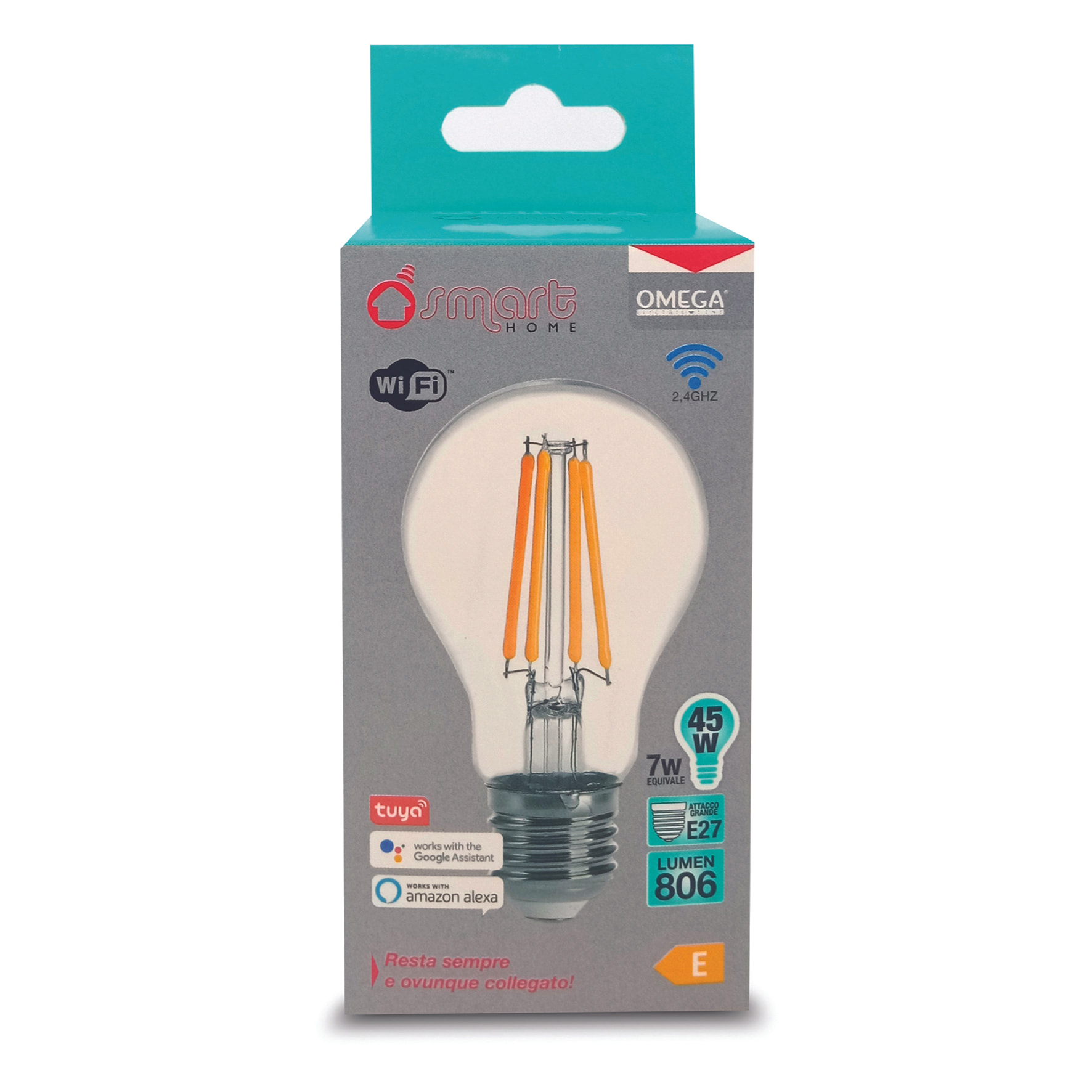 OMEGA Lampada Filament LED Smart WiFi A60 7W