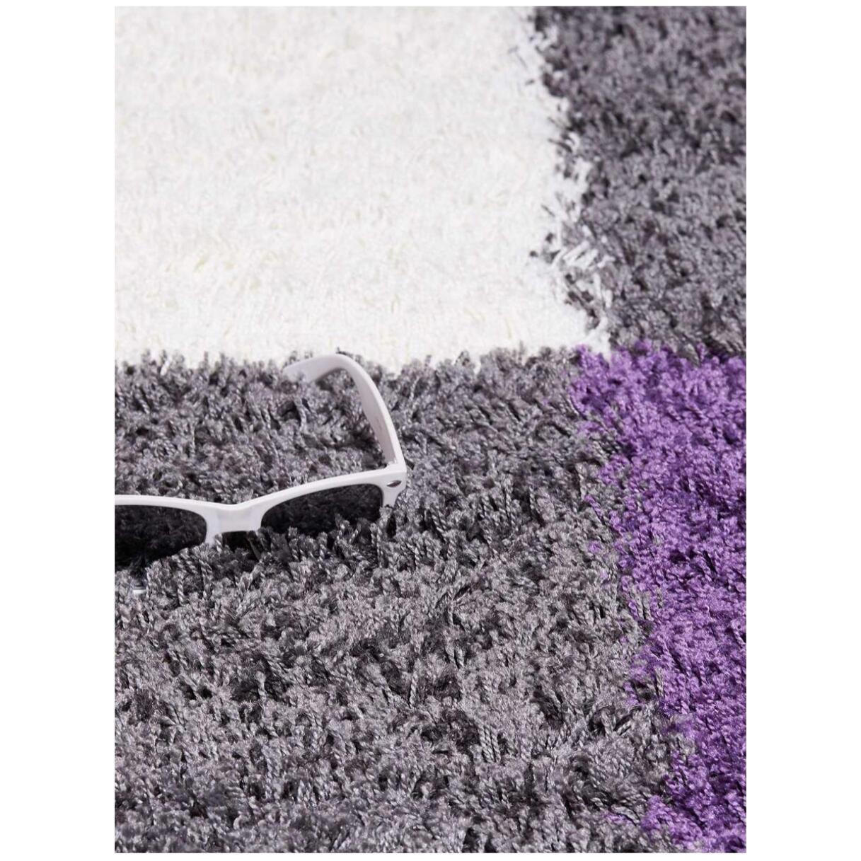 Tapis longs poils shaggy tissé motif damier BIDO