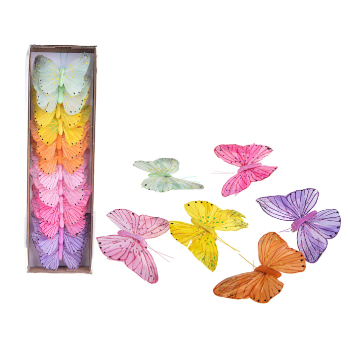 Farfalle 12 Pezzi Clip 10 Cm - Pezzi 3 - 42,5X3,5X9,5cm - Colore: Altro - Bianchi Dino - Articoli Primaverili E Pasquali