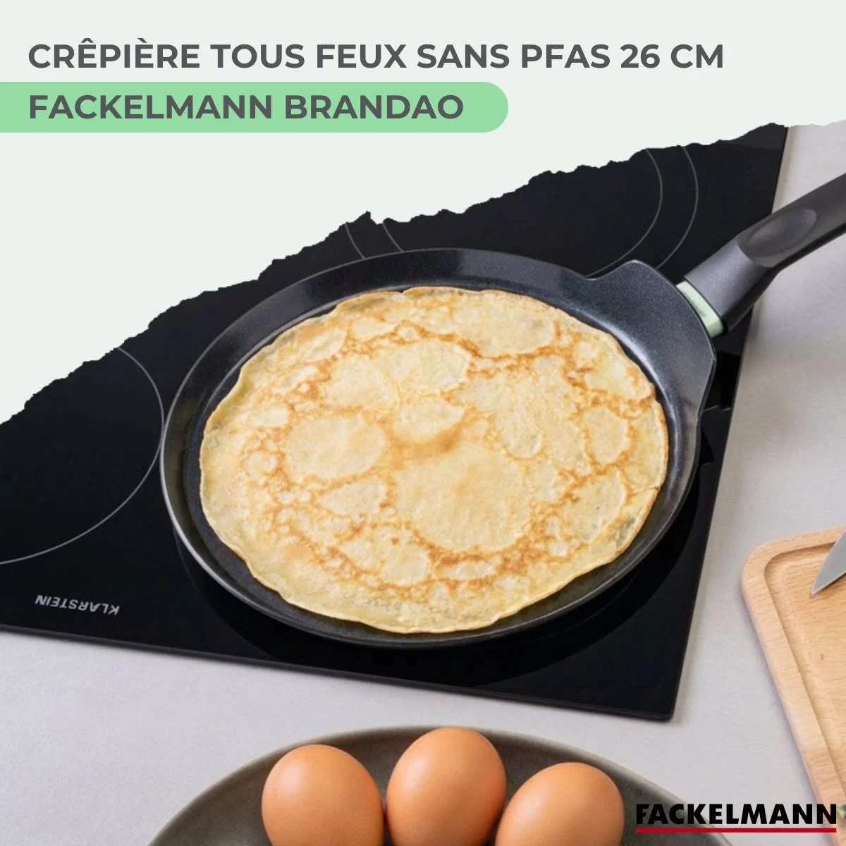 Set chandeleur crêpière 26 cm et 2 ustensiles Fackelmann Brandao
