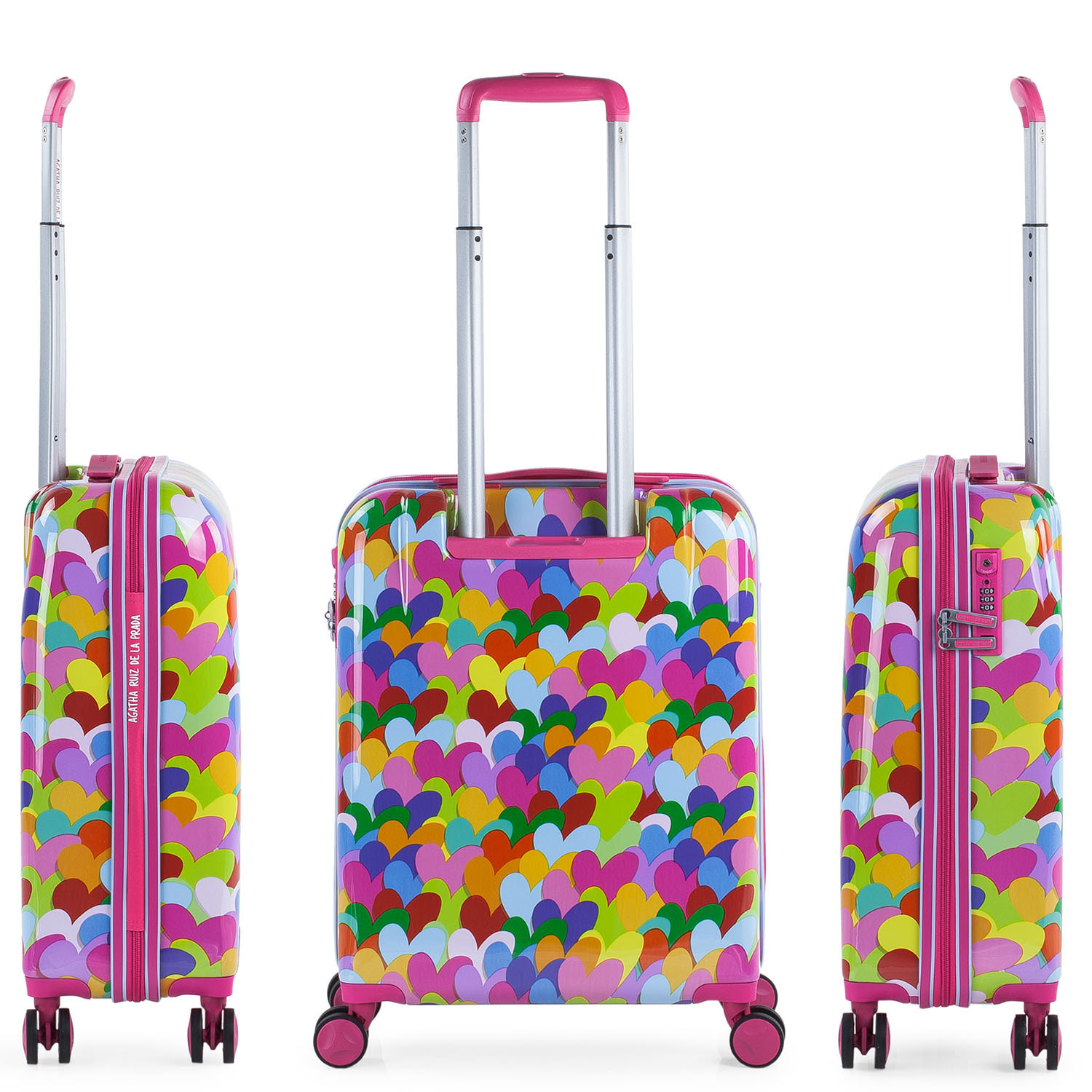 Maleta Cabina Agatha Ruiz De La Prada Corazones Fucsia