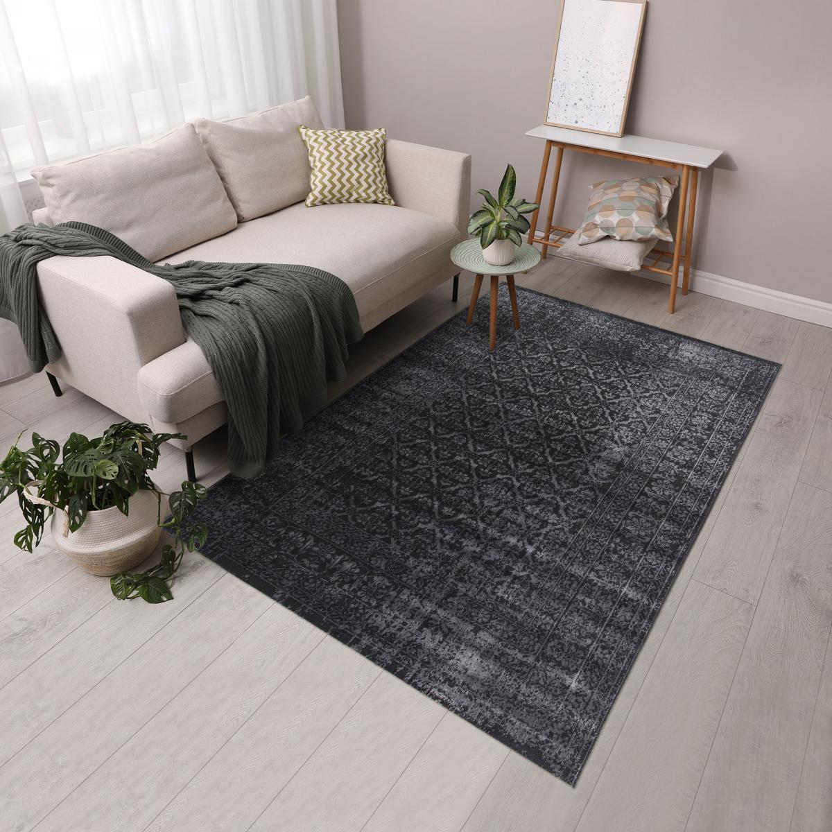 Tapis salon et chambre tissé motif faux uni KIGE