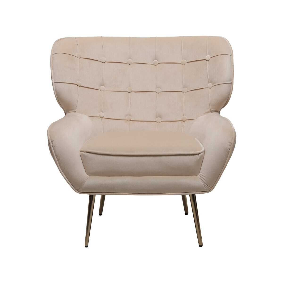 Fauteuil en velours "Austin" - 79 x 71 x 79.5 cm - Beige