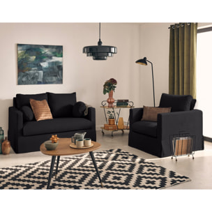 Serena - fauteuil déhoussable en tissu - Noir