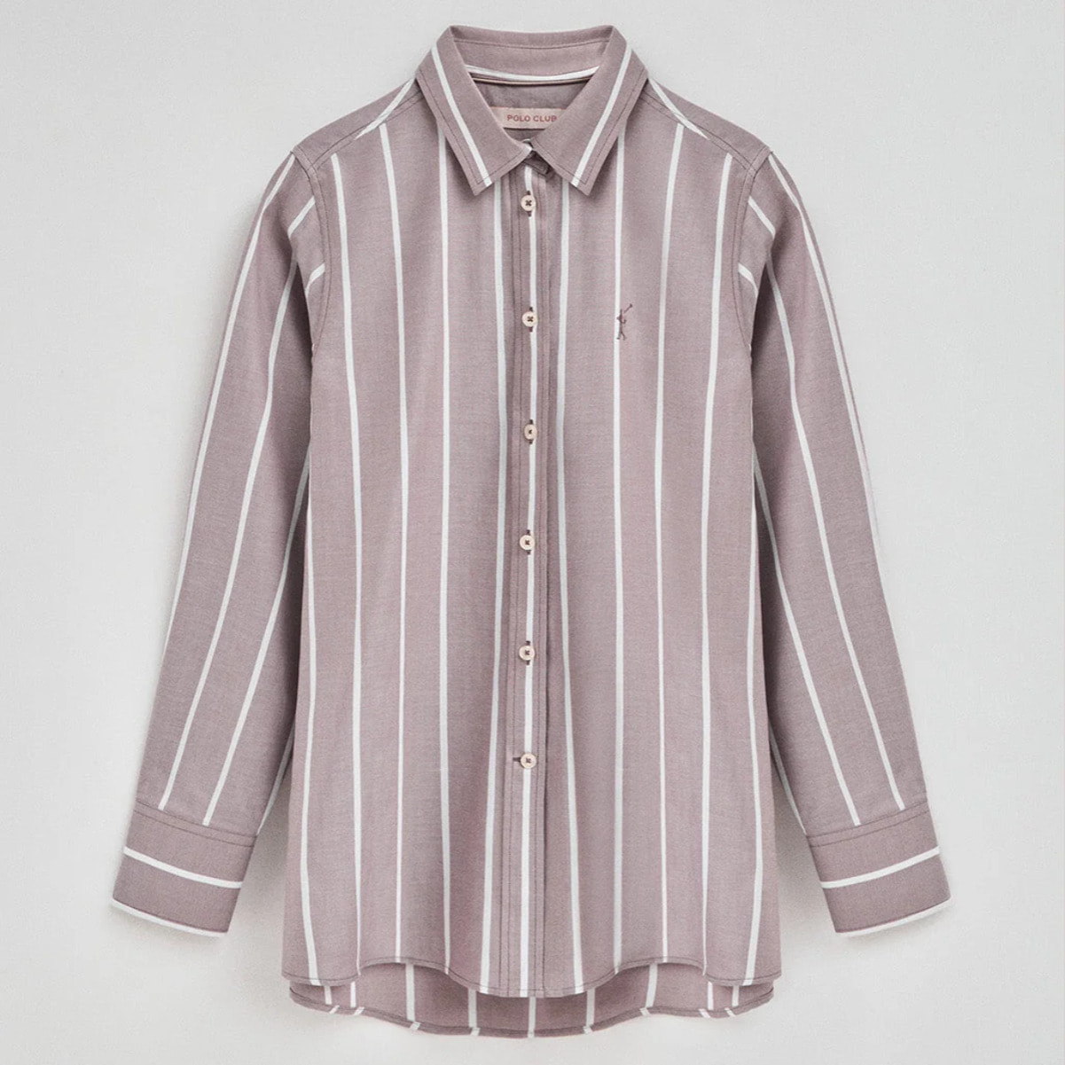 Camisa de rayas rosa taupe de corte relajado con logo Rigby Go