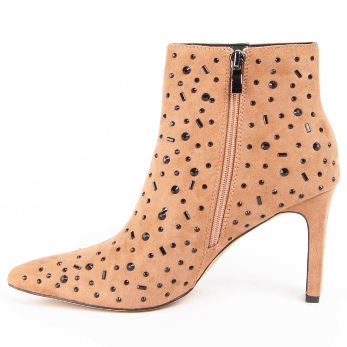 Botín De Tacón - Marron - Altura: 8 Cm