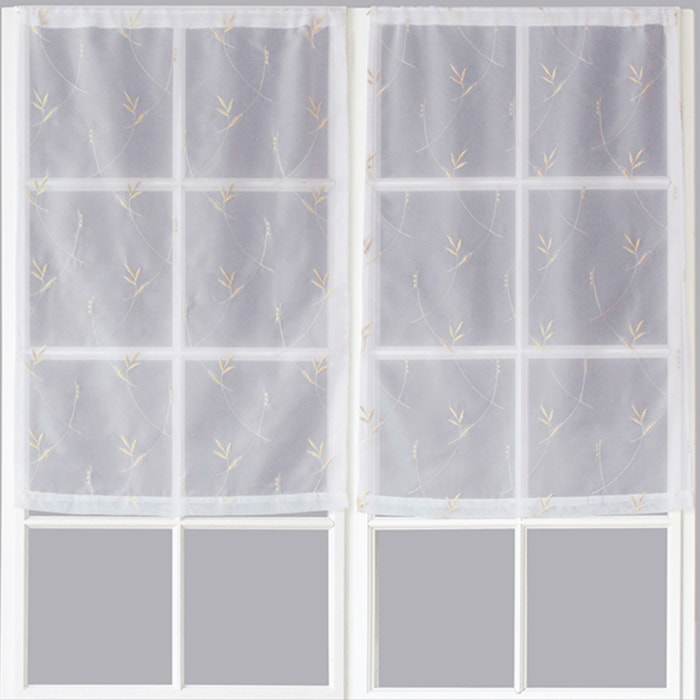 Paire de Petits voilages Motif 'Floral' - Taupe
