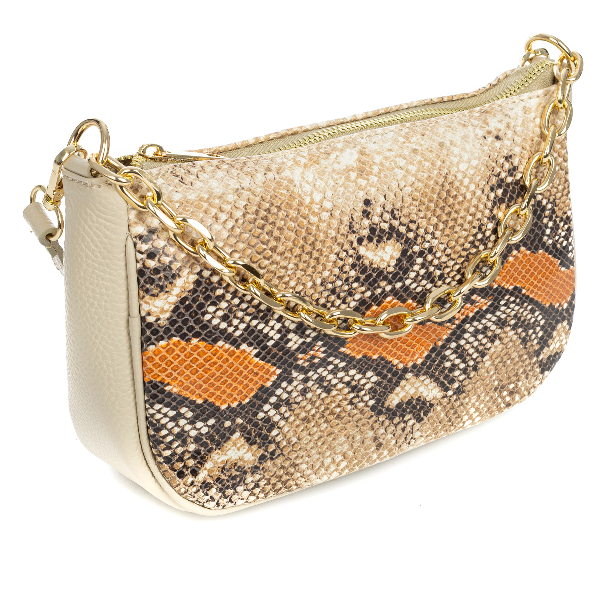 Avella bolso bandolera mujer, de piel auténtica Gamuza con estampado serpiente y piel auténtica Dollaro.