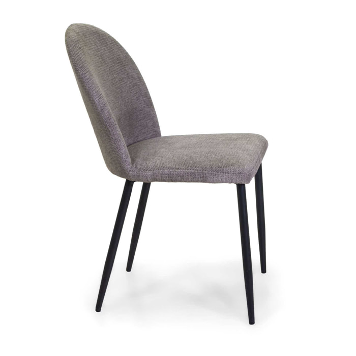 Sedia Mary Vacchetti in tessuto grigio con struttura nera cm44,5x57,5h82,5