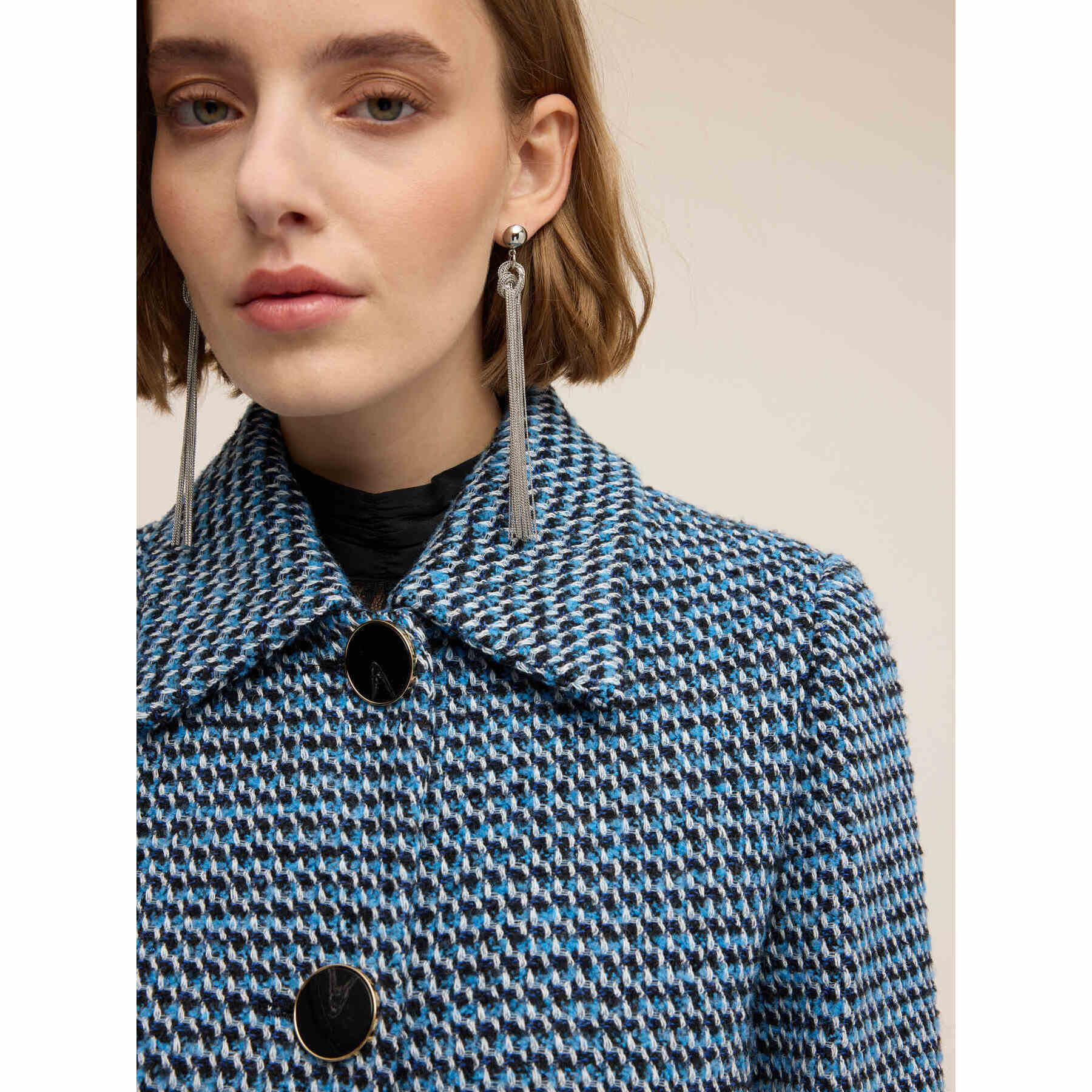 Motivi - Abrigo largo jacquard - Petrol Blue