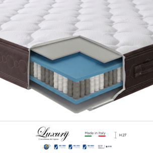 "Salerno" H24 cm 140x190 guanciale Memory OMAGGIO, a molle insacchettate indipendenti ,7 zone a portanza differenziata arrotolato