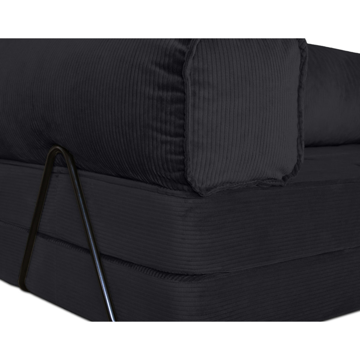 Poppy - canapé 3 places convertible en velours côtelé - Noir
