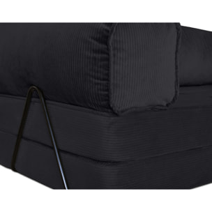 Poppy - canapé 3 places convertible en velours côtelé - Noir