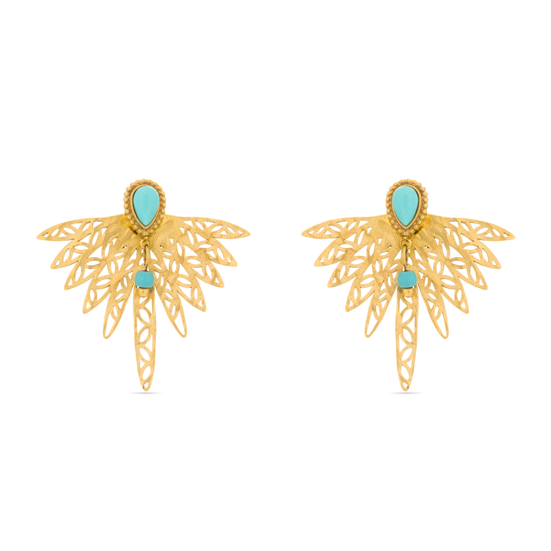 Pendientes de Turquesa acabados en oro amarillo de 18k