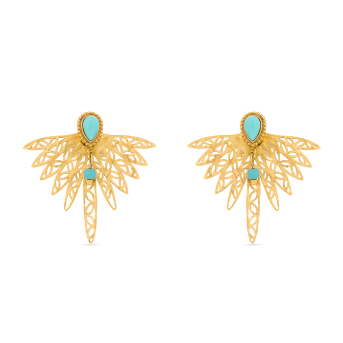 Pendientes de Turquesa acabados en oro amarillo de 18k
