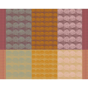 Set pur coton motif jacquard vert orange Mille halos prunus