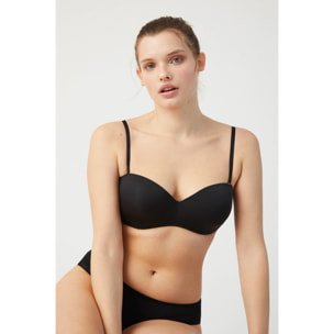 Reggiseno push-up multiposizione senza spalline nero, coppe B e C