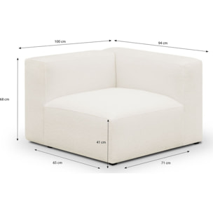 Chauffeuse d'angle à droite modulable en tissu bouclette - MODULO