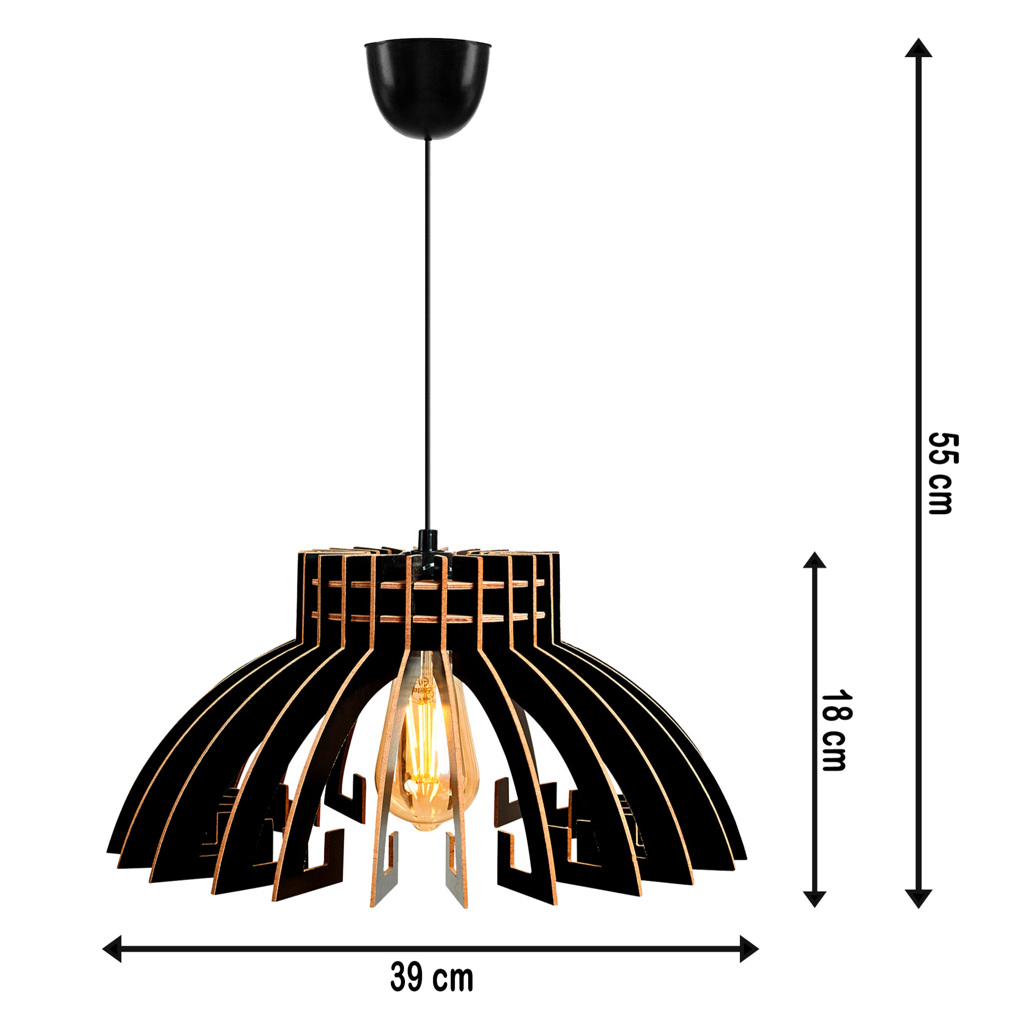 Juego de 2 Lámparas de techo 55 cm. negro, tipo E 27 Max 45 - 60 W