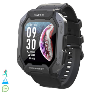 Smartwatch C20 sumergible, pantalla de 1,7 pulgadas y 24 modos deportivos. Monitor cardiaco y de O2.