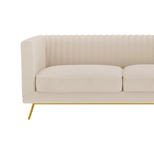 Canapé 2 places en velours beige - Gatsby