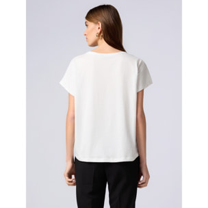 Oltre - Camiseta de algodón con aplicaciones - Blanco