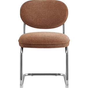 Lot de 2 chaises de salle à manger chromées en tissu chenille - LOU