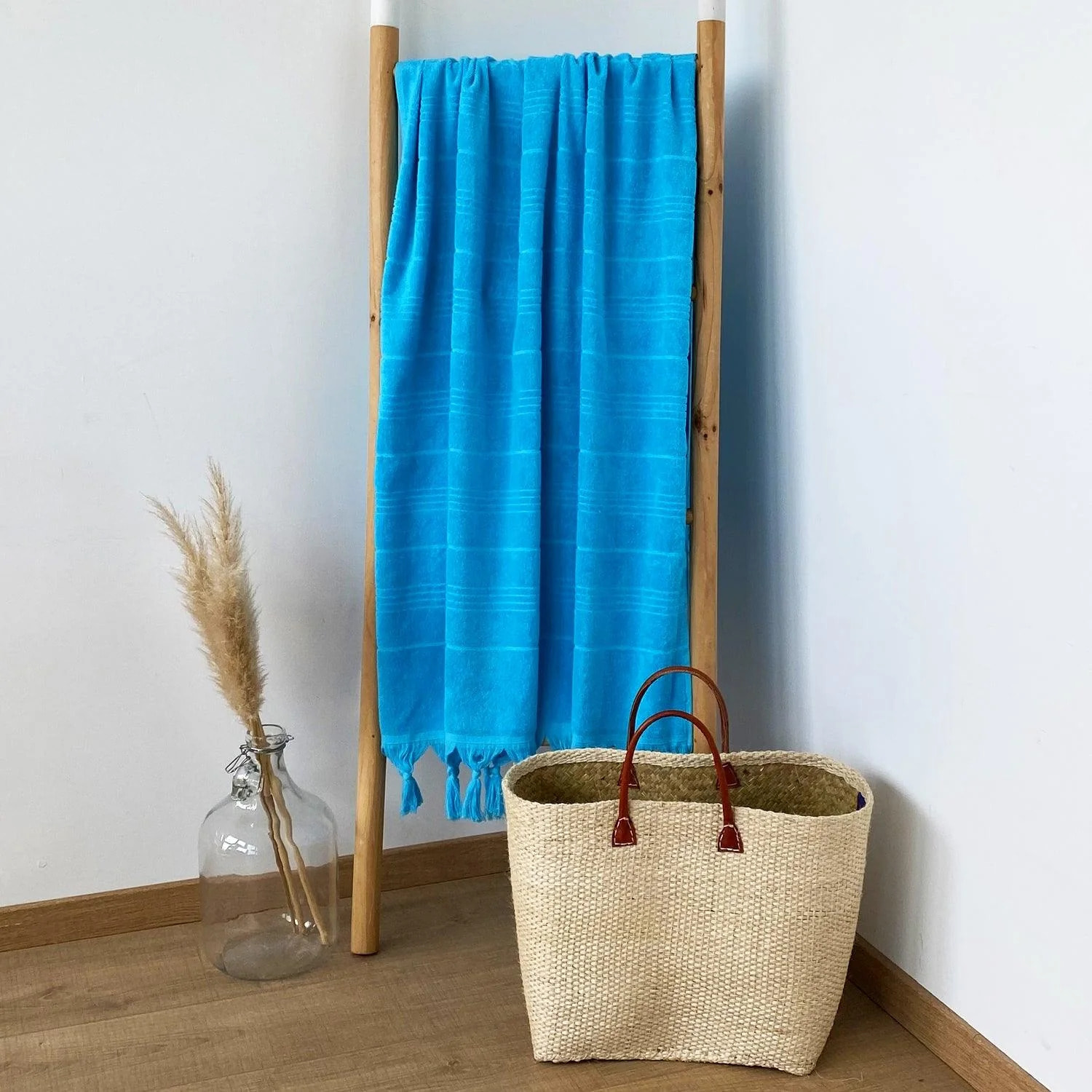 Fouta doublée éponge - Hammam Turquoise - 140x180cm - 330g/m²