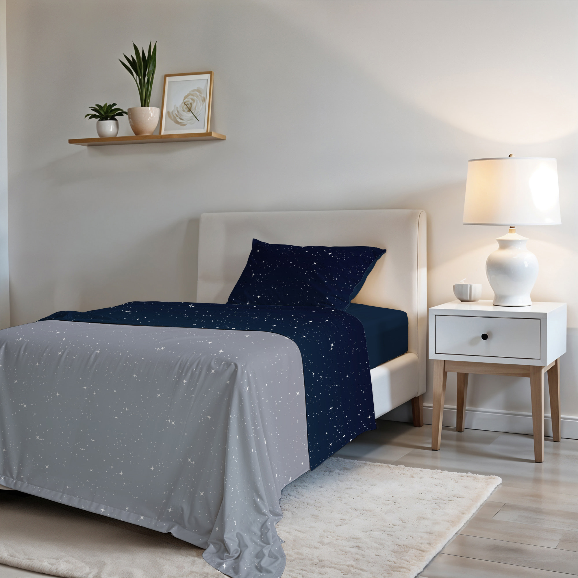COMPLETO LETTO FASHION MADE IN ITALY MICROFIBRA-STARS SINGOLO