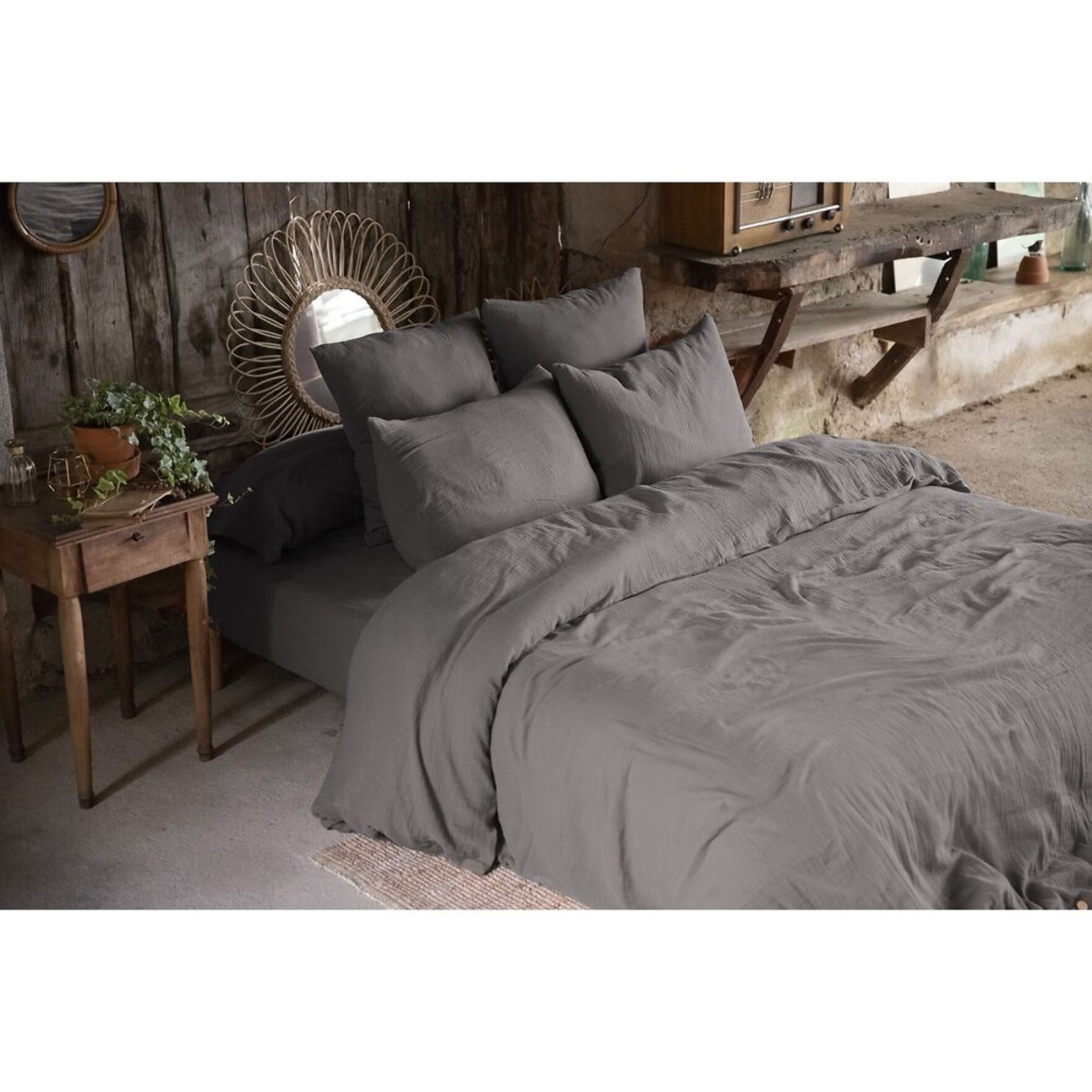 Housse De Couette 100% gaze De Coton Granit