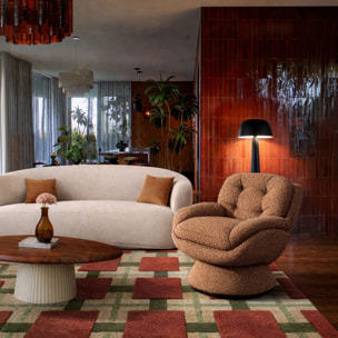 Fauteuil pivotant en tissu brique  GUSTAVE