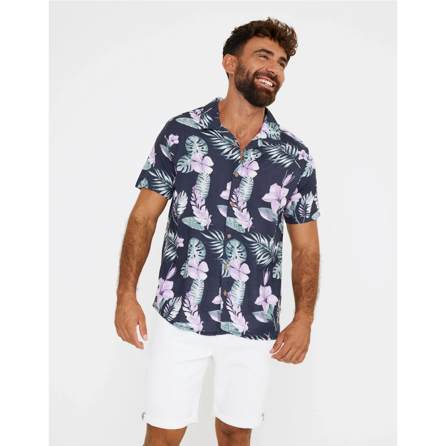 Camisa Manga Corta Estampado Hawaiano - Risc
