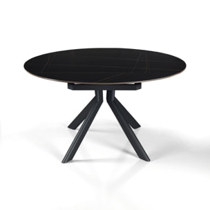Table à manger extensible Tomasucci TAAK, en céramique, marbre noir, gris H.77 P.85 L.135