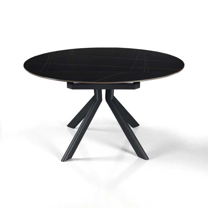 Table à manger extensible Tomasucci TAAK, en céramique, marbre noir, gris H.77 P.85 L.135