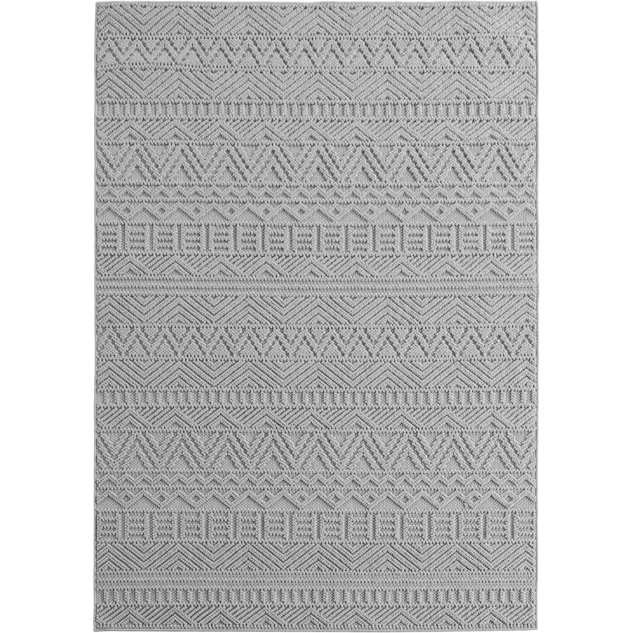 HELIX - Tapis moderne effet laine bouclé à motif berbère en relief gris
