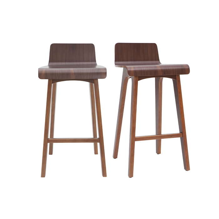 Tabourets de bar scandinaves noyer H65 cm (lot de 2) BALTIK