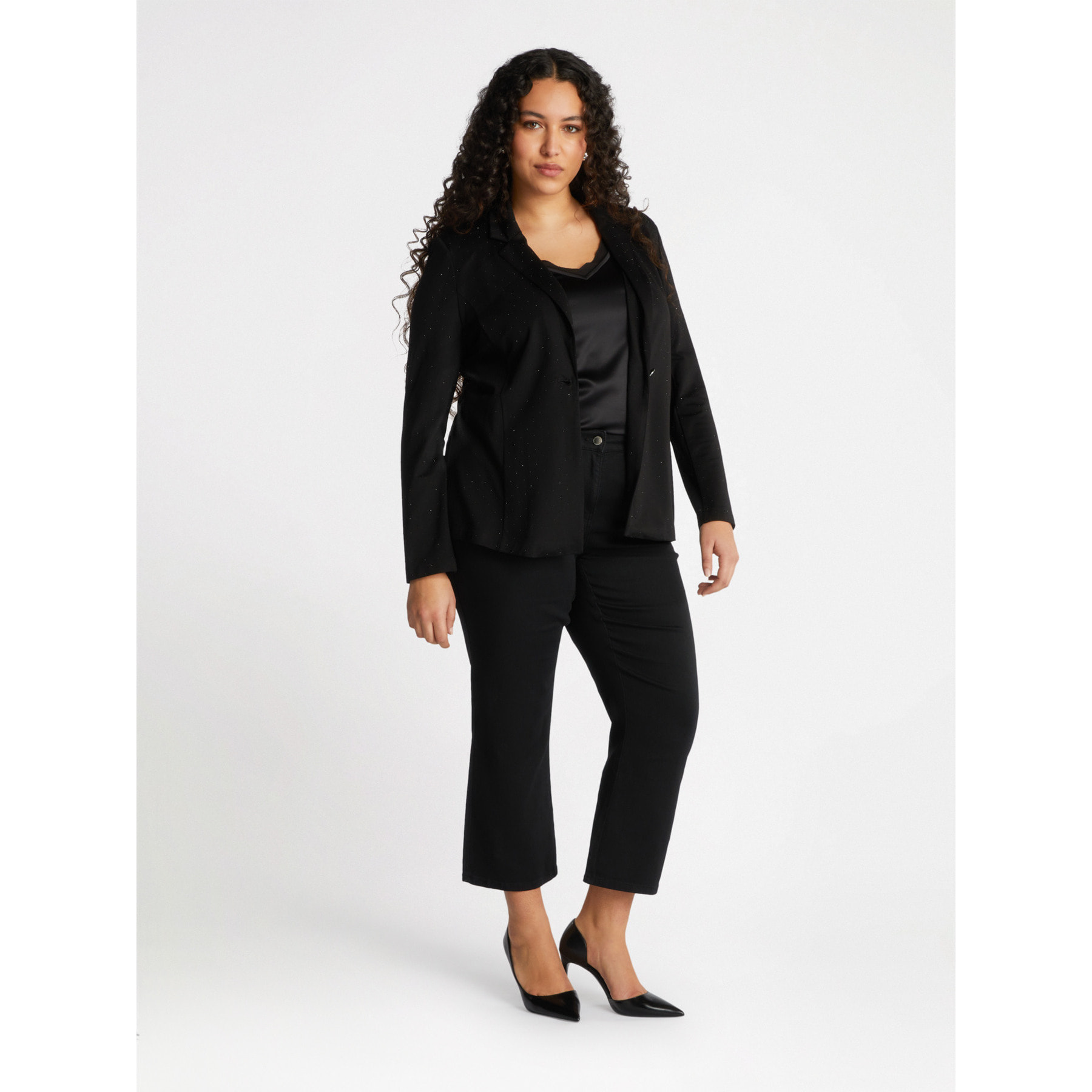 Fiorella Rubino - Top in due tessuti con scollo a V - Nero