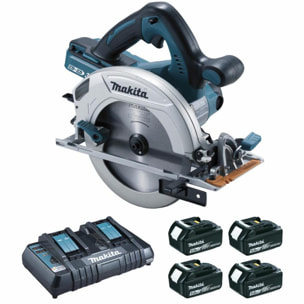 Scie circulaire 36 V => 2 x 18 V Li-Ion 5 Ah Ø 190 mm (4 batteries) MAKITA - 4 batteries, chargeur, coffret - DHS710PT4J