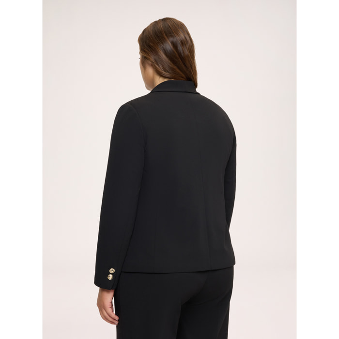 Fiorella Rubino - Blazer cropped in tessuto stretch - Nero